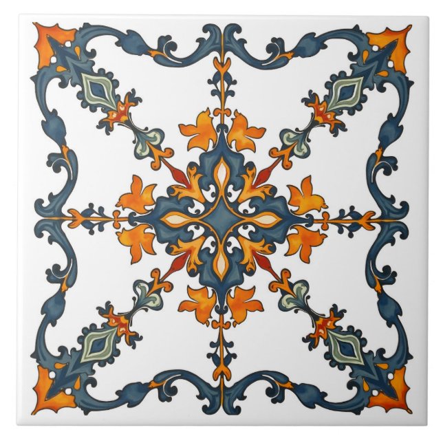 Azulejo Colorido, mediterráneo, mosaico, marroquí, (Frente)