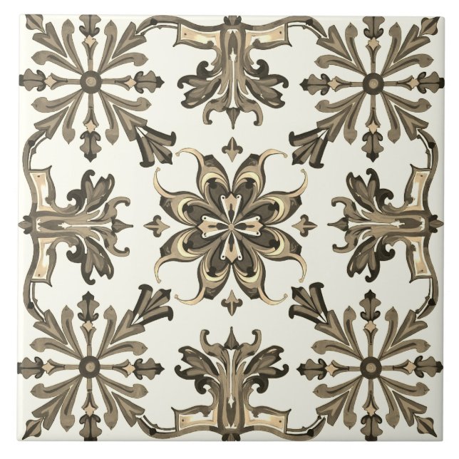 Azulejo Colorido, mediterráneo, mosaico, verde, neutro, (Frente)