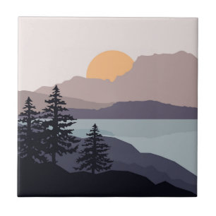 Azulejo Colorido paisaje montañoso del amanecer