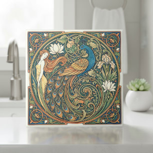 Azulejo Colorido Pavón Art Nouveau Pat#3 ID1193