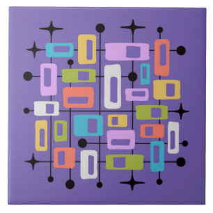 Azulejo Colorido Retro Moderno de Medianos del Siglo Abstr