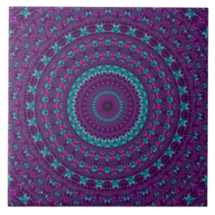 Azulejo Colorido Sparkly Jewel Tone Mandala Arte Digital