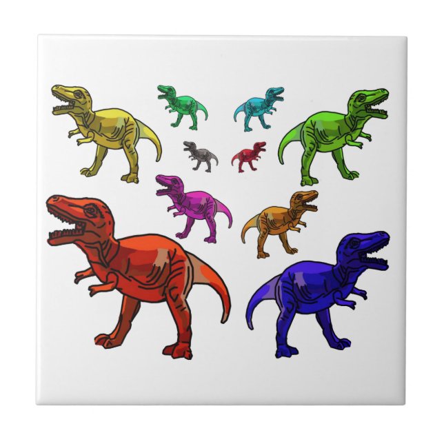 Azulejo Colorido T-Rex (Frente)