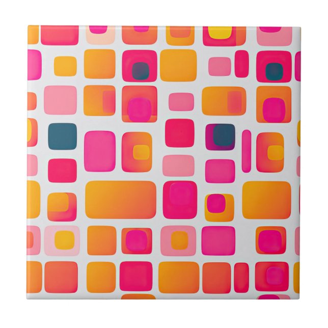Azulejo Coloridos bloques cuadrados Abstract Pattern Retro (Frente)