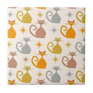 Azulejo Coloridos gatos atómicos de mediados de siglo con 