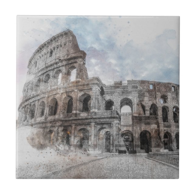 Azulejo Colosseo acuático Roma Italia (Frente)