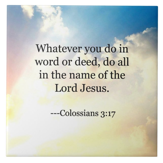 Azulejo Colossian 3:17, Escritura Bíblica Cristiana (Frente)