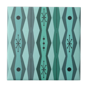 Azulejo Columnas abstractas de la era atómica turquesa