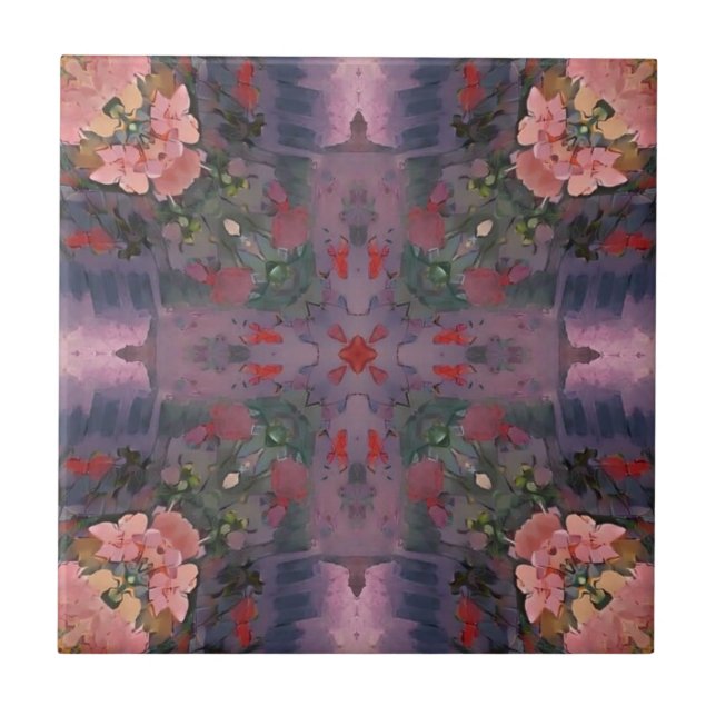 Azulejo Columnas de flores pabellón rosa y rosa (Frente)