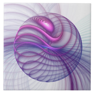 Azulejo Columpio moderno arte fractal abstracto rosa