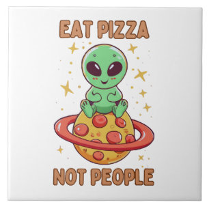 Azulejo Come pizza no personas