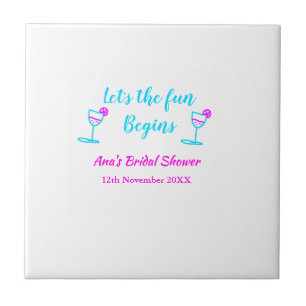 Azulejo Comencemos divertido ducha de novia vidrio vid de 