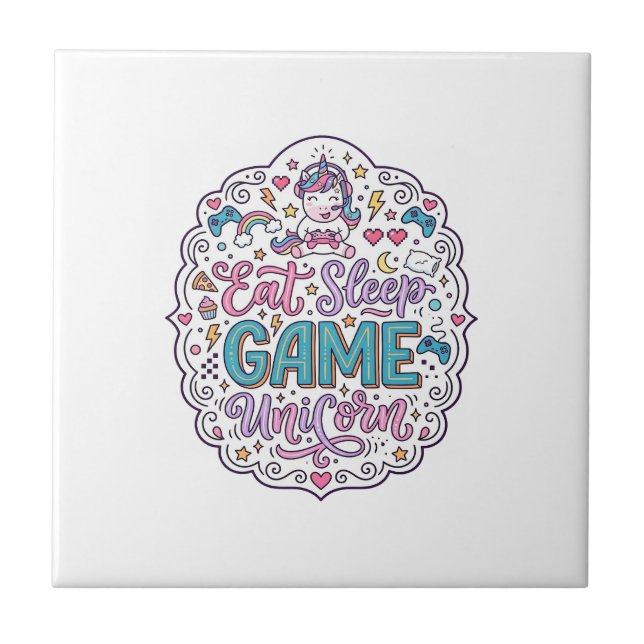 Azulejo Cómic de Unicornio Jugar Imprimir en De (Frente)