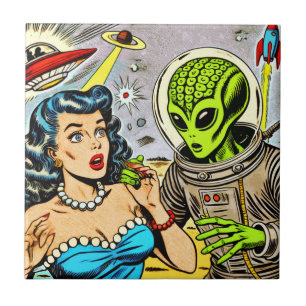 Azulejo Cómics de ciencia ficción retro para extranjeros