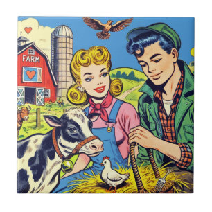 Azulejo Comics de la granja retro