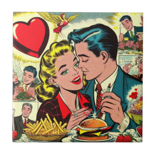 Azulejo Comics de parejas de amor retro