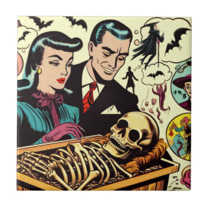 Azulejo Comics de parejas de Góticos retro