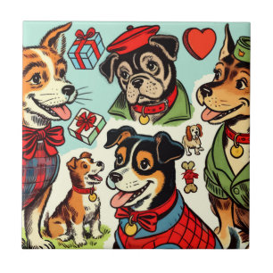 Azulejo Cómics de perros retro curados