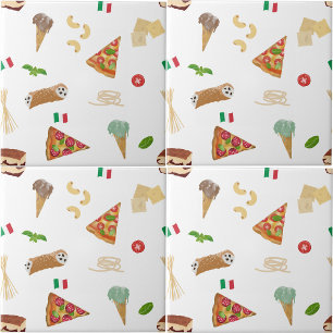 Azulejo Comida Italiana Pizza Pasta Tiramisu Cocina