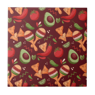 Azulejo Comida Mexicana Roja y Verde