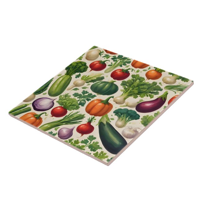 Azulejo Comida saludable Feliz Colección de Verduras (Lado)