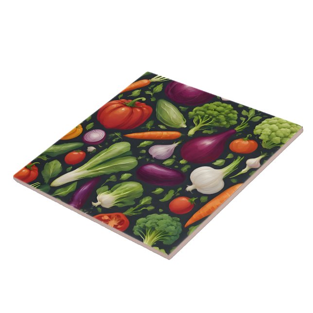Azulejo Comida saludable Feliz Vegetales Colección moderna (Lado)