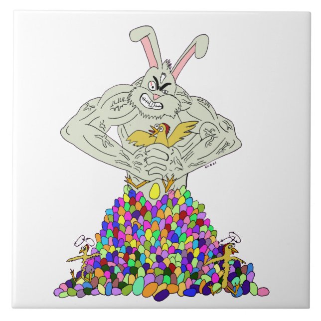 Azulejo Cómo el conejo de Pascua obtiene sus huevos (Frente)