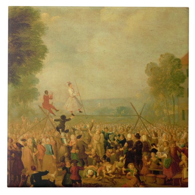 Azulejo Compañía de actores que se realizan en una cuerda (Frente)