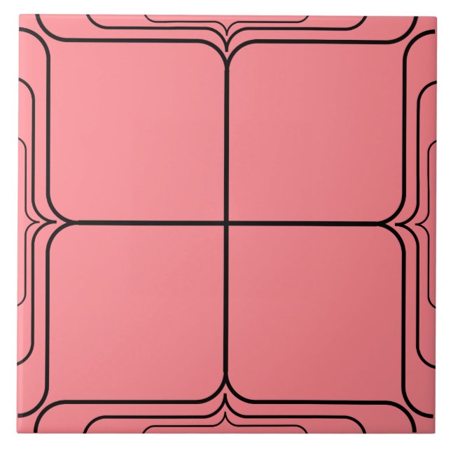 Azulejo Complemento para rosa blanco art decó sobre rosa (Frente)