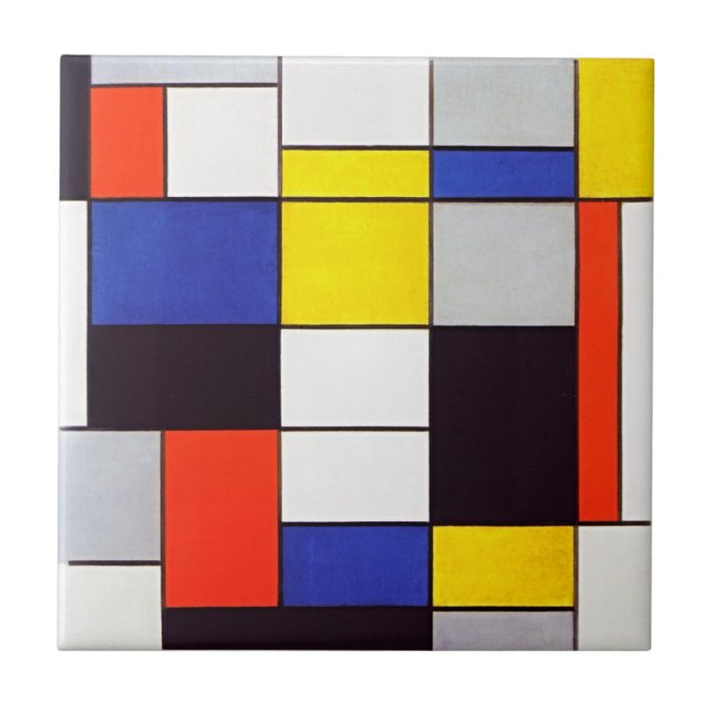 Azulejo Composición A de Piet Mondrian - Digitalmente mejo (Frente)