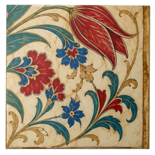 Azulejo Composición Botánica Tulipán Rojo Otomano  