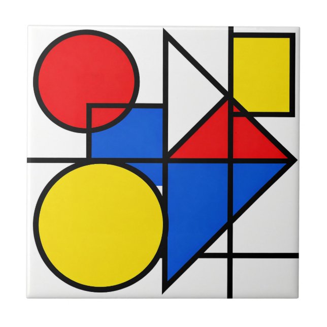 Azulejo Composición de color primario de Mondrian (Frente)
