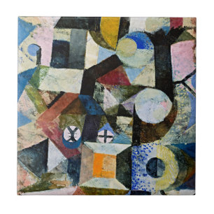 Azulejo Composición de Paul Klee con la media luna amarill