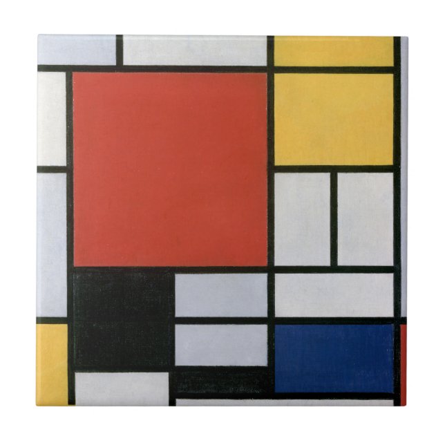 Azulejo Composition with Red Yellow Blue & Black Abstract  (Frente)