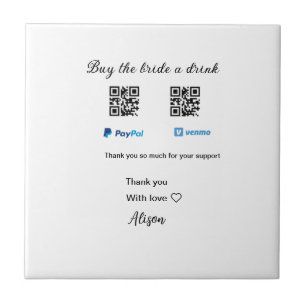 Azulejo Compra a la novia una donación de bebidas QR Venmo