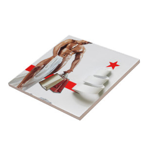 Azulejo Compras navideñas de SlipperyJoe papel blanco espi