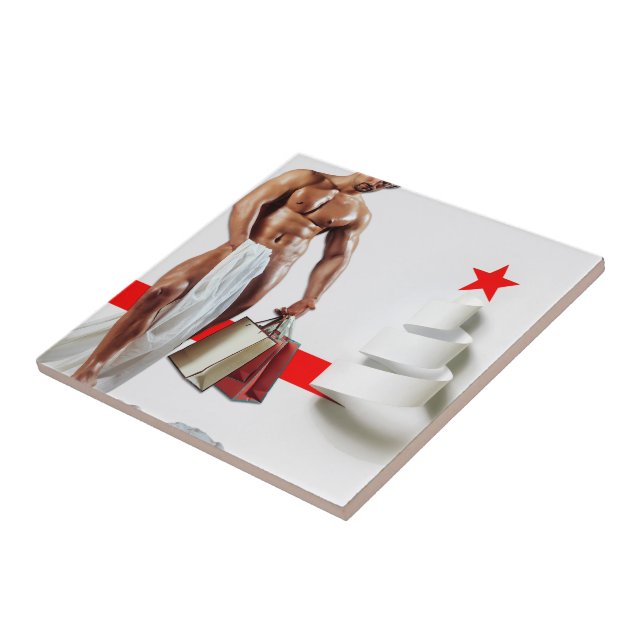 Azulejo Compras navideñas de SlipperyJoe papel blanco espi (Lado)