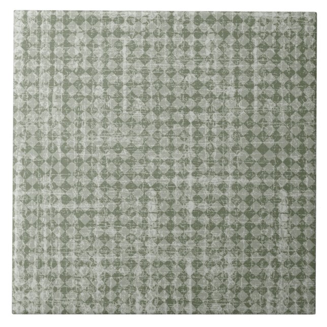 Azulejo Comprobación del diamante verde de oliva en el pri (Frente)