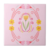 Azulejo con acento rosa