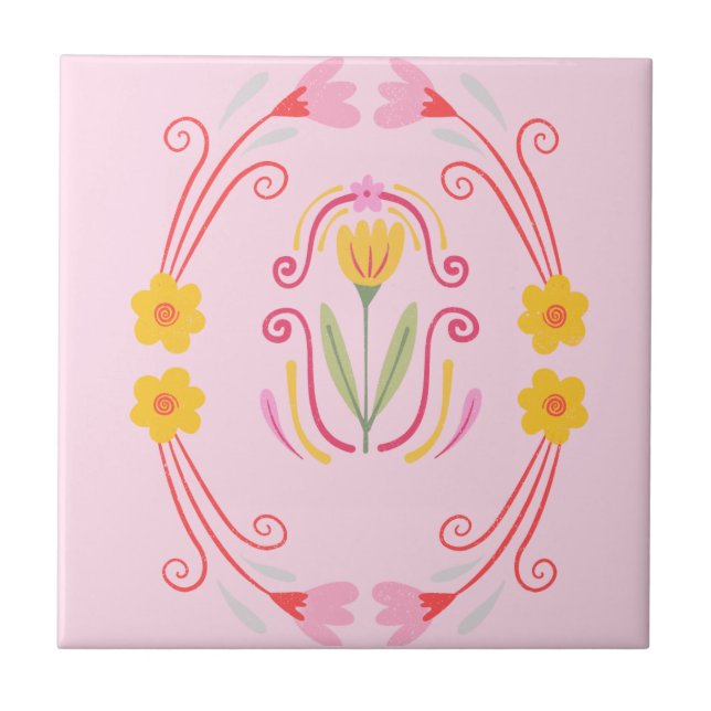 Azulejo con acento rosa (Frente)