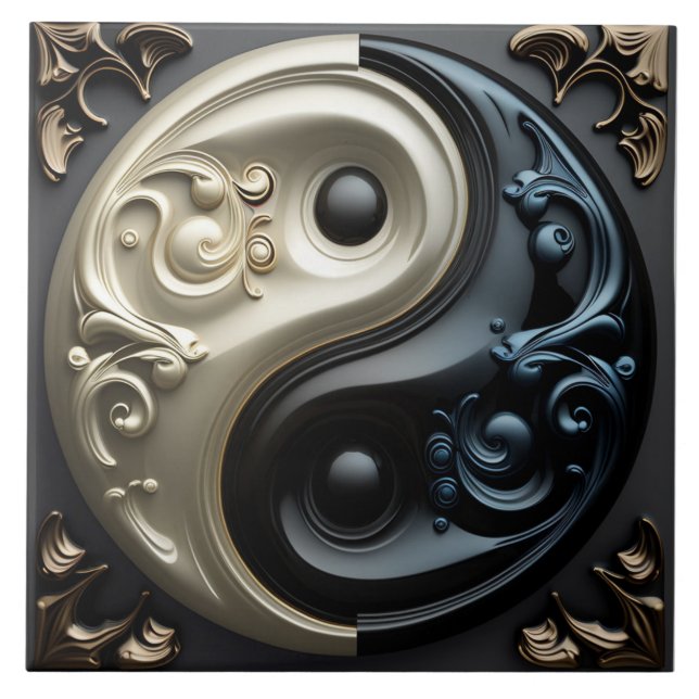 Azulejo con efecto 3D de Yin Yang (Frente)