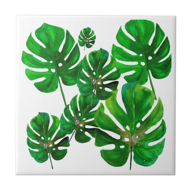 Azulejo con hojas de Monstera (Frente)