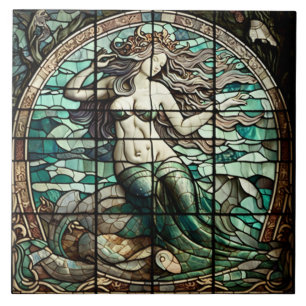 Azulejo con mosaico de sirena