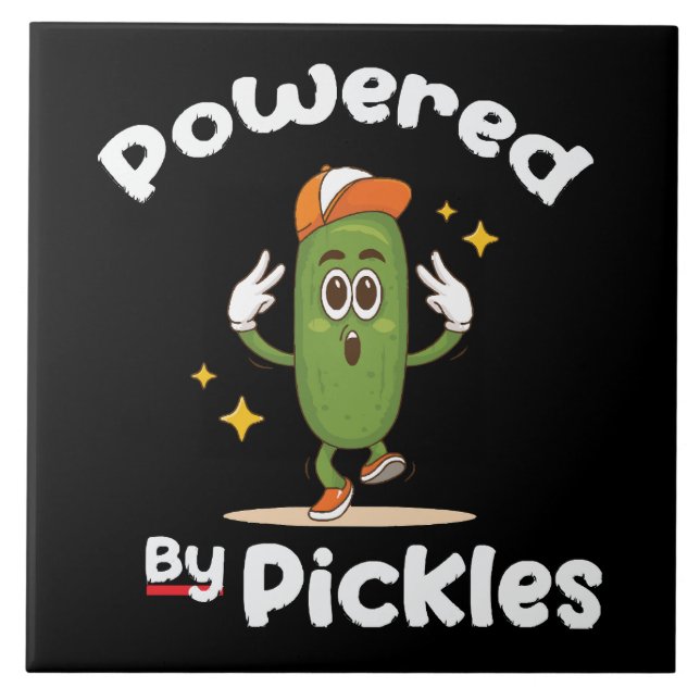 Azulejo Con Pickles De Poder Comida Pepino Divertido (Frente)