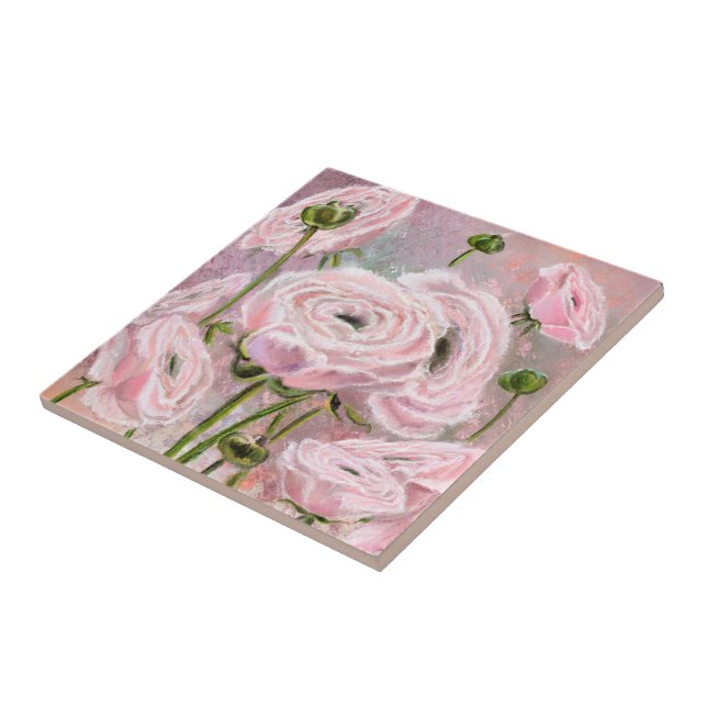 Azulejo con Rosas Rosadas (Lado)