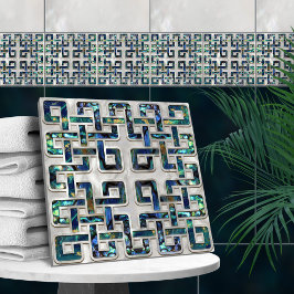 Azulejo Concha de nudo celta abulina y perla