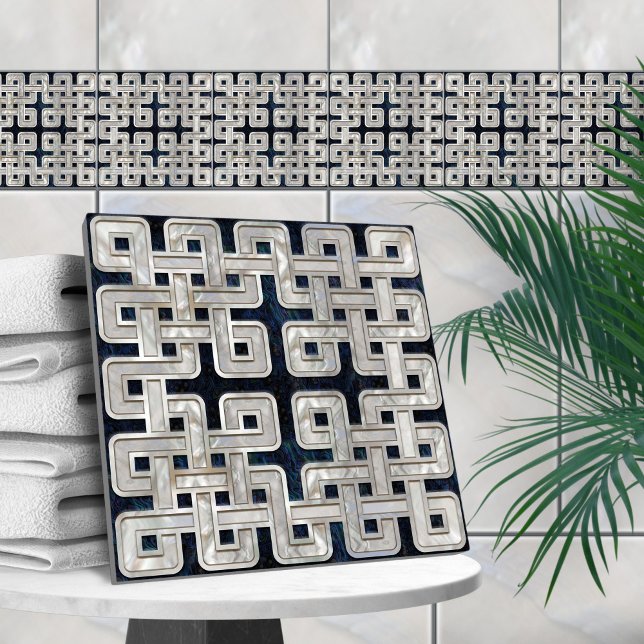 Azulejo Concha de nudo celta abulina y perla (Subido por el creador)