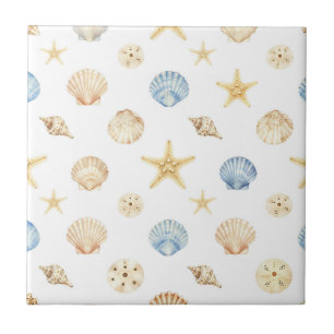 Azulejo Conchas de agua y estrellas de mar Patrón costero