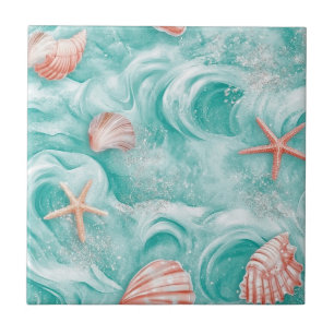 Azulejo Conchas y Patrón de Olas del Océano (5)