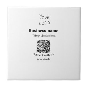 Azulejo Conectar con el logotipo de negocios QR nombre de